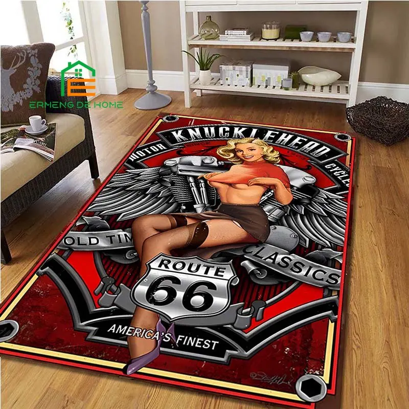 Мотоциклетный Автомобильный Ковер Route66 для девушек спальни гостиной ковер кухни