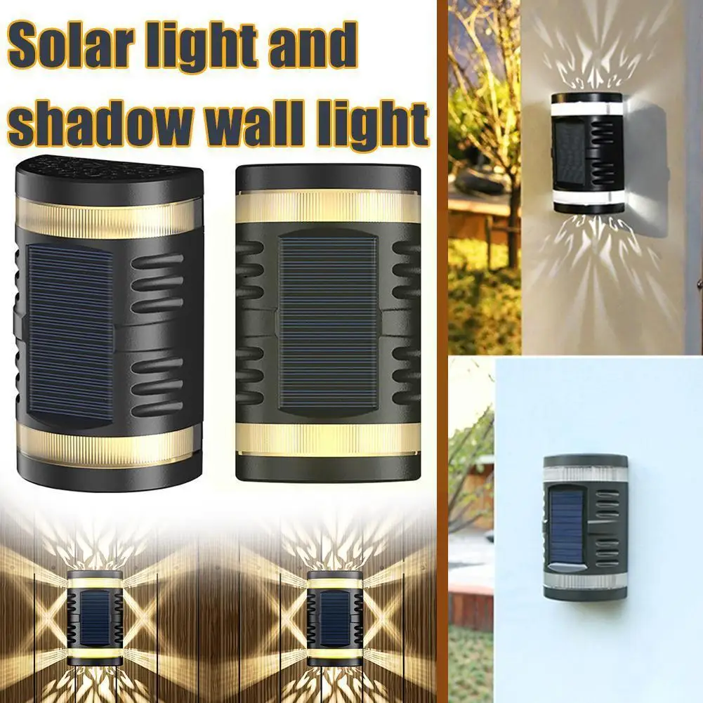 

Led Solar Wall Shadow Light Up Down Wall Light Scrub Lamp Wall Light Head Grey Patio Double Garden Waterproof Lights Black V9N0