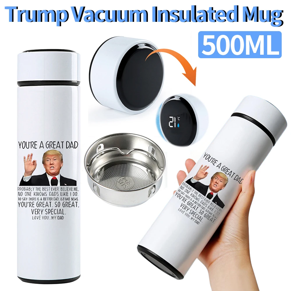 500 мл термочашка Дональда Трампа с дисплеем температуры термос вакуумная