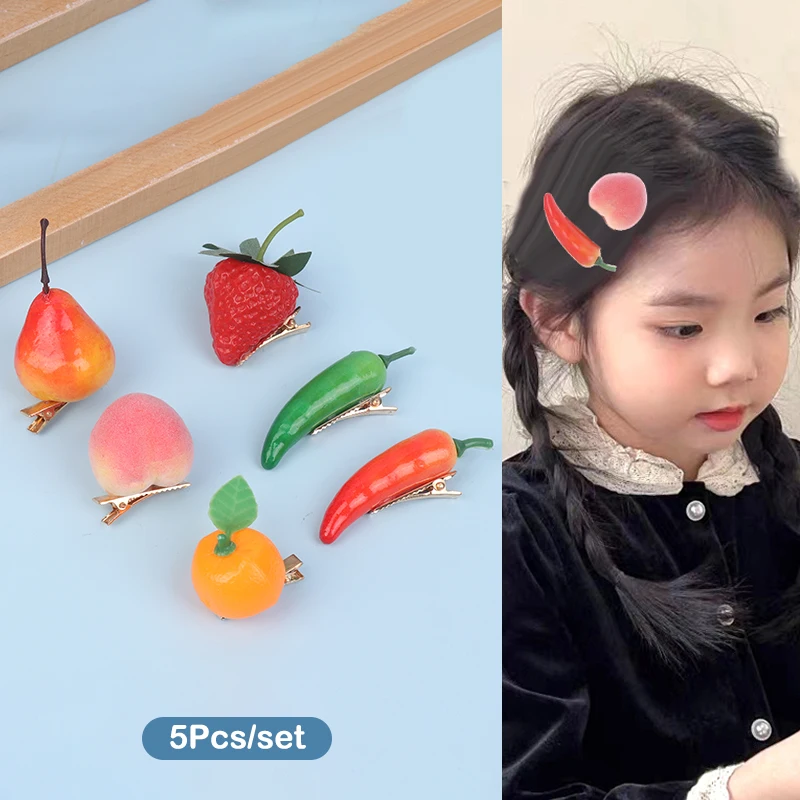 Заколка для волос в виде фруктов 5 шт.