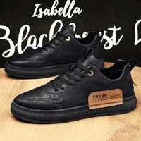 shoes leather brand men vulcanized shoes sneakers 2021 trend black casual new shoe italian shoes leisure male sneakers