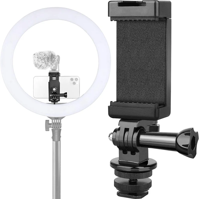 

Phone Holder Hot Shoe Mount Adapter with Cold Shoe Mount for Microphone/Flash Light Compatible with Gopro DJI Osmo Action Camera