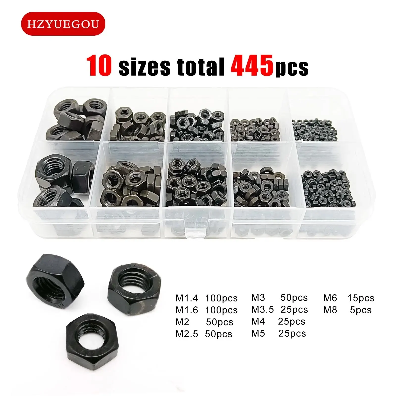 

Набор гаек HZYUEGOU DIN934 из нержавеющей стали и углеродистой стали