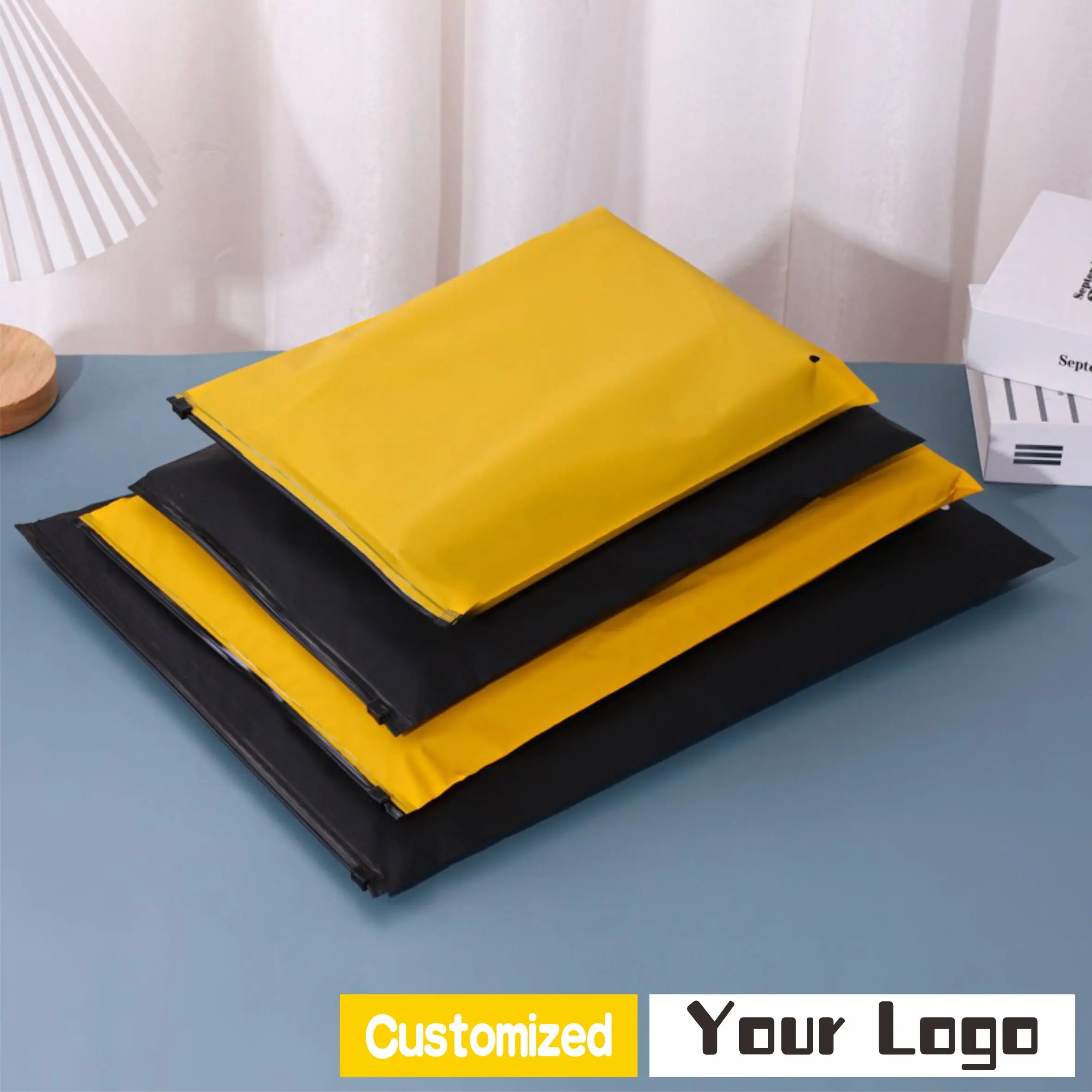 

Черно-желтая матовая сумка на молнии, товары для конфиденциальности, Высококачественная пластиковая самозапечатывающаяся упаковка для одежды