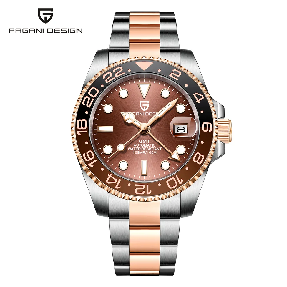 

PAGANI DESIGN New Men Mechanical Wristwatches Top Brand Sapphire Glass GMT Watch Waterproof 100m Ceramic bezel Automatic Watches