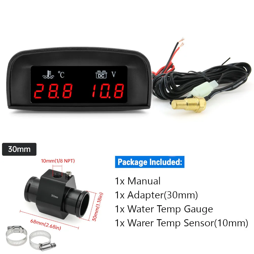 

ЖК цифровой датчик температуры воды для автомобиля и грузовика 2 в 1 + Вольтметр + датчик температуры охлаждающей жидкости 10 мм для автомобиля 12 В/24 В