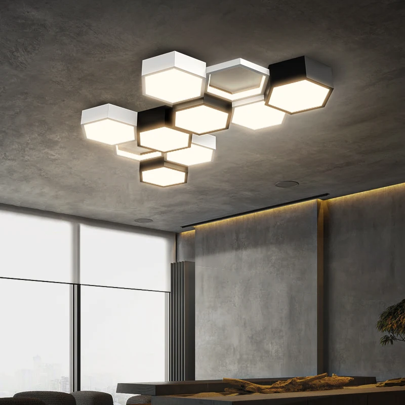 Lámpara de techo minimalista para sala de estar, diseño de panal, combinación de arte creativo, lámparas de interior, lámpara inteligente para comedor