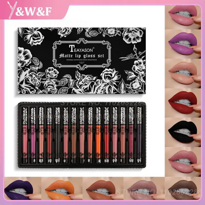 

Non-stick Cup Lipgloss Colorful Lip Glaze Lipstick Gift Set Black Rose Lip Gloss Set Moisturizing Velvet Matte Lipstick