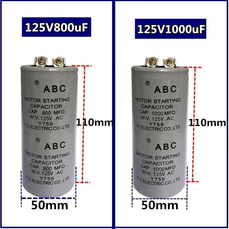 Пусковой конденсатор двигателя 800MFD125V 800uF 1000MFD125V 1000uF 1200MFD125V 1200uF ABC