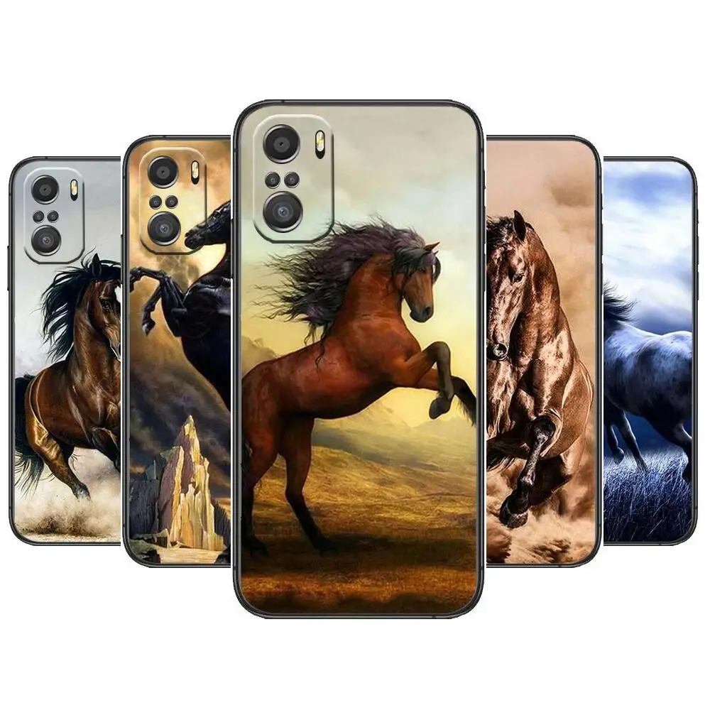 

Horse Animal Phone Case For xiaomi redmi 11 Lite pro Ultra 10 9 8 MIX 4 FOLD 10T Black Cover Silicone Back Prett