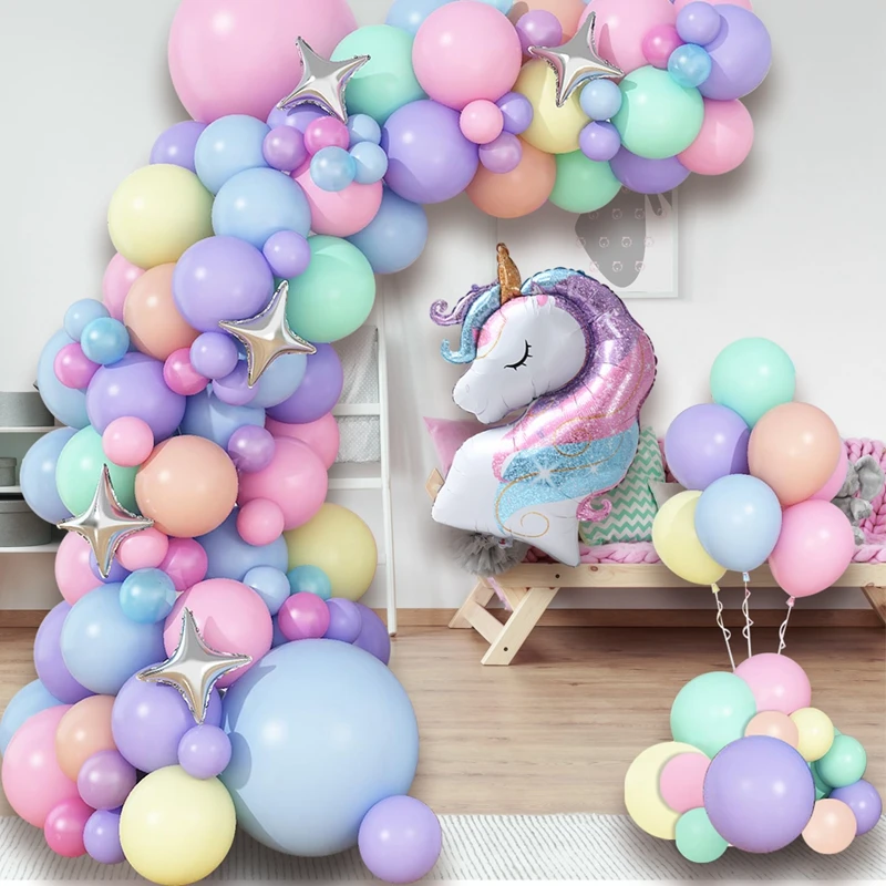 Воздушные шары Macaron с единорогом гирлянда арочный комплект раскрытие пола декор