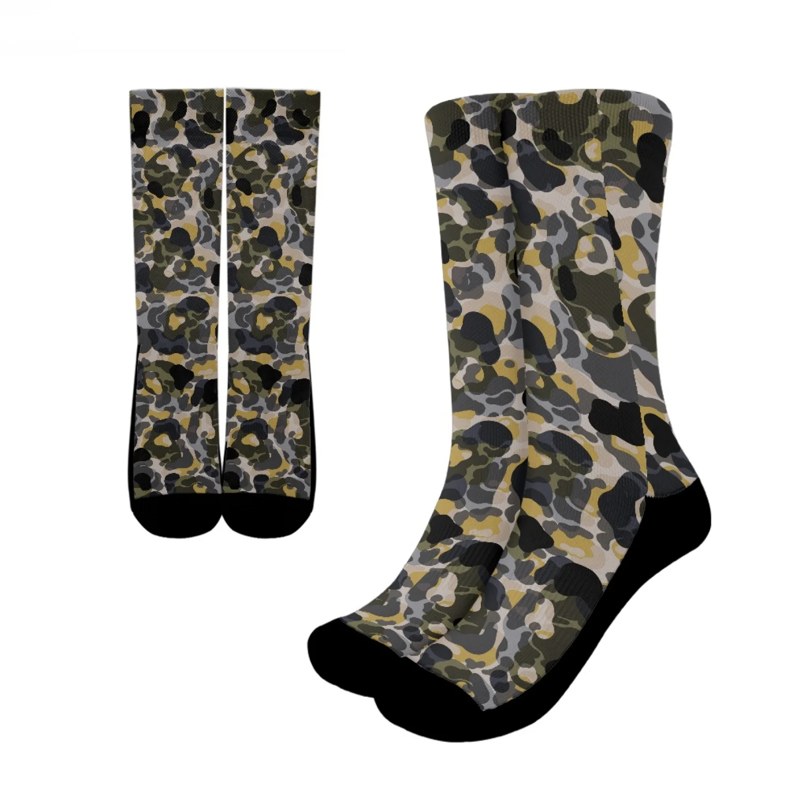 

Skin-Friendly Breathable Polyester Crew Socks New Style Comfortable Durable Camouflage Long-Tube Sports Socks Prevent Foot Wear
