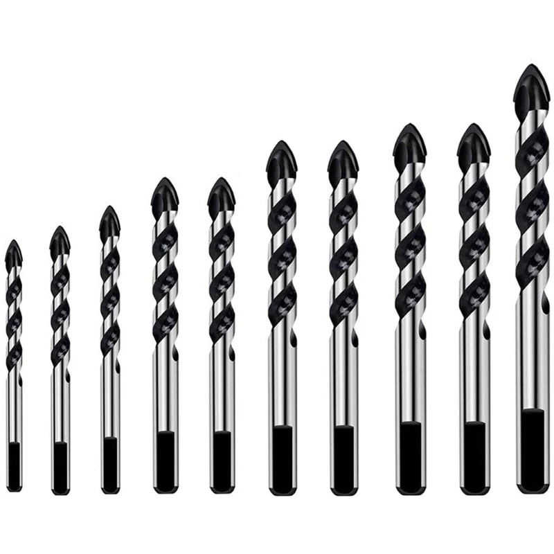 

10Pcs Carbide Drill Bit Set for Ceramic Tile Concrete Glass Marble Wood Triangle Porcelain Metal Bits