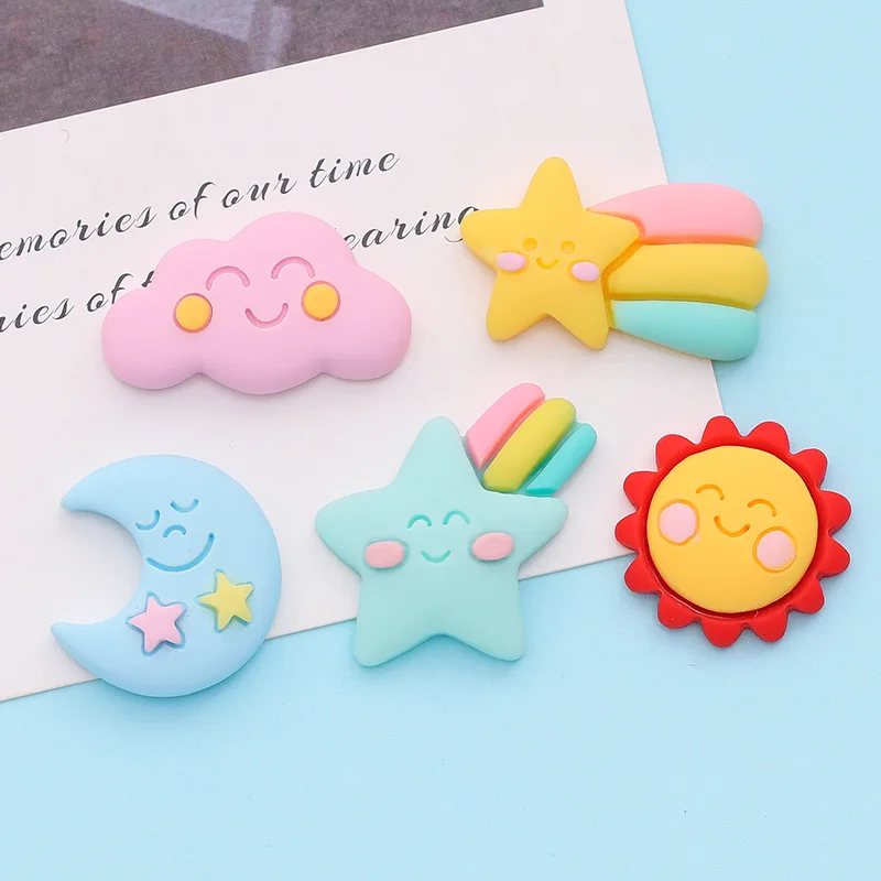 

10Pcs Cartoon Rainbow Cloud Star Flatback Resin Cabochon Embellishment DIY Accessories Scrapbooking Crafts Decoration