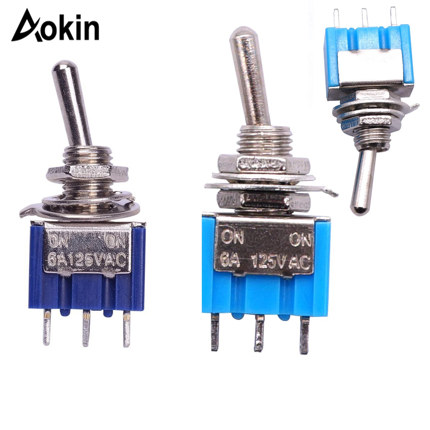 5 шт., мини-переключатель SPDT AC125V 6A ON/ON SPDT, 3 клеммы, 2-позиционный переключатель MTS102