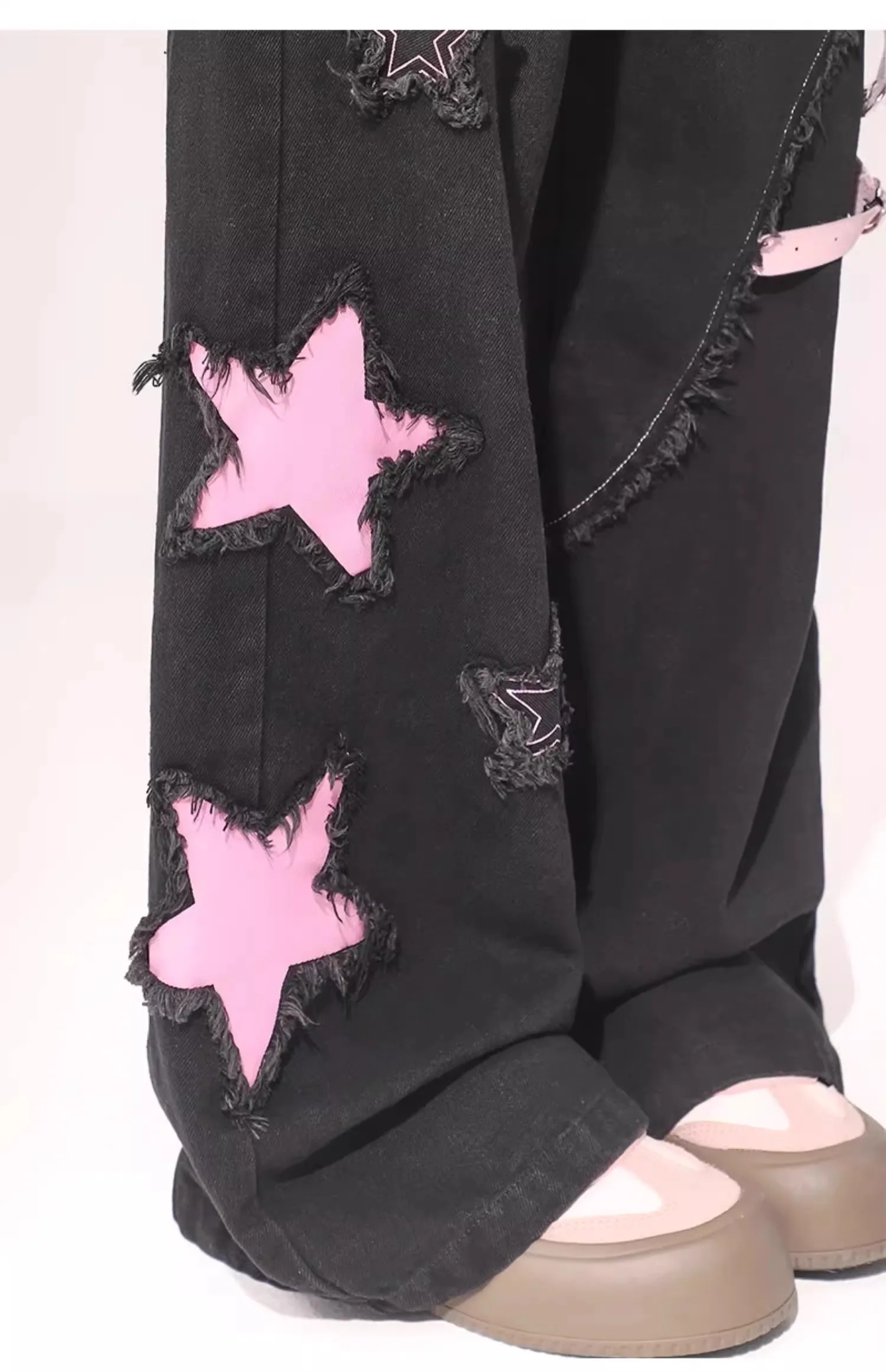 Женские джинсовые брюки в стиле Харадзюку с широкими штанинами ретро яркие