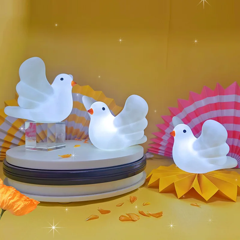 

Creative Cartoon Led Lights Pigeon Leds Light for Bedroom Vinyl Night Light Lamps Decoration Toy Sleep Light White Stereoscopic