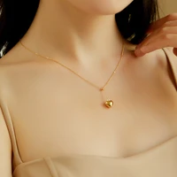 chiara korean 925 sterling silver plated k gold simple peach heart love necklace female clavicle chain niche design high sense