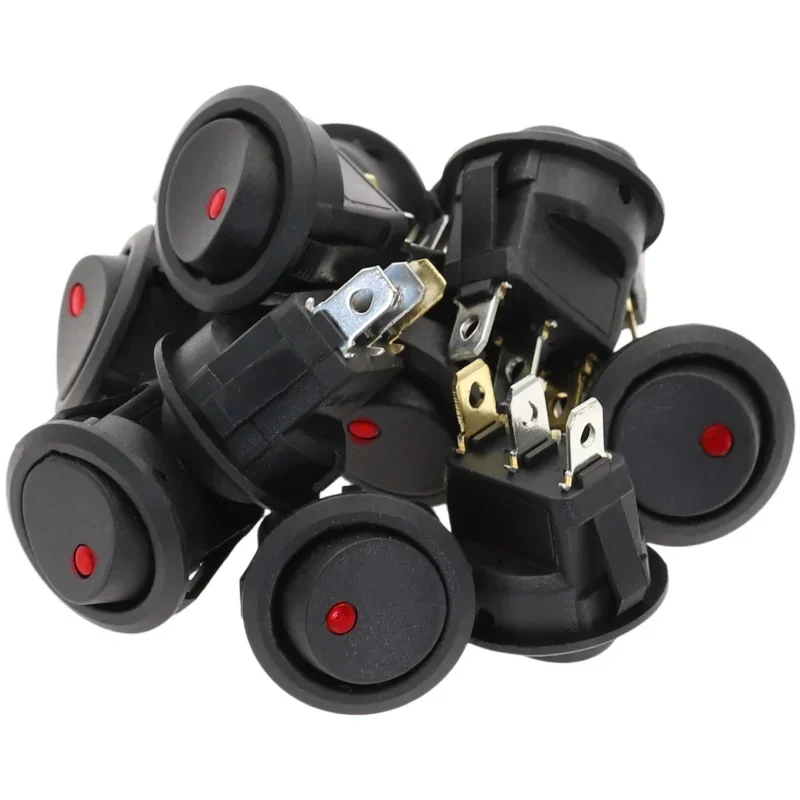 10 шт., 3-контактный кулисный переключатель ВКЛ-ВЫКЛ SPST, 12 В, 220 В, светодиодный кулисный переключатель, светодиодный точечный светильник, светодиодная подсветка, переключатель приборной панели автомобиля