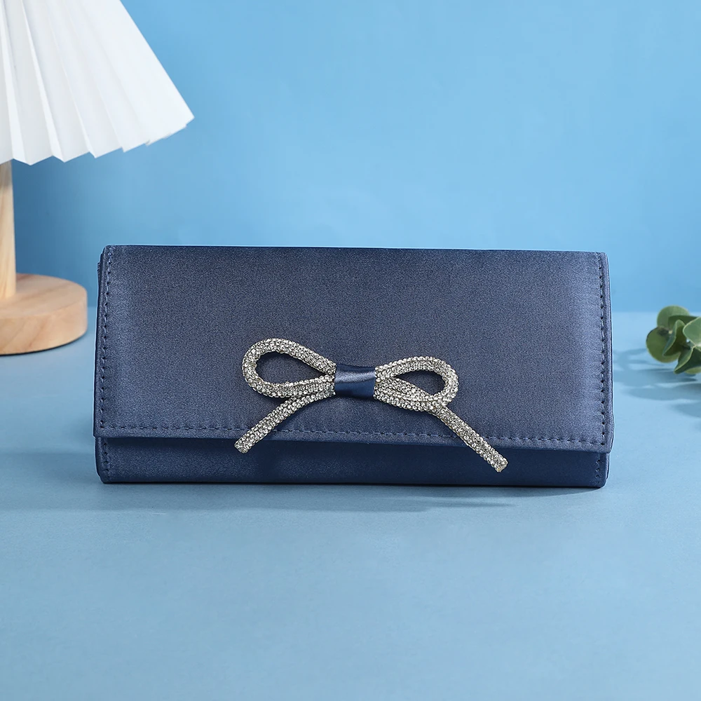 Высококачественный Однотонный Вечерний Клатч Со Стразами И Бантом Модный Дизайн