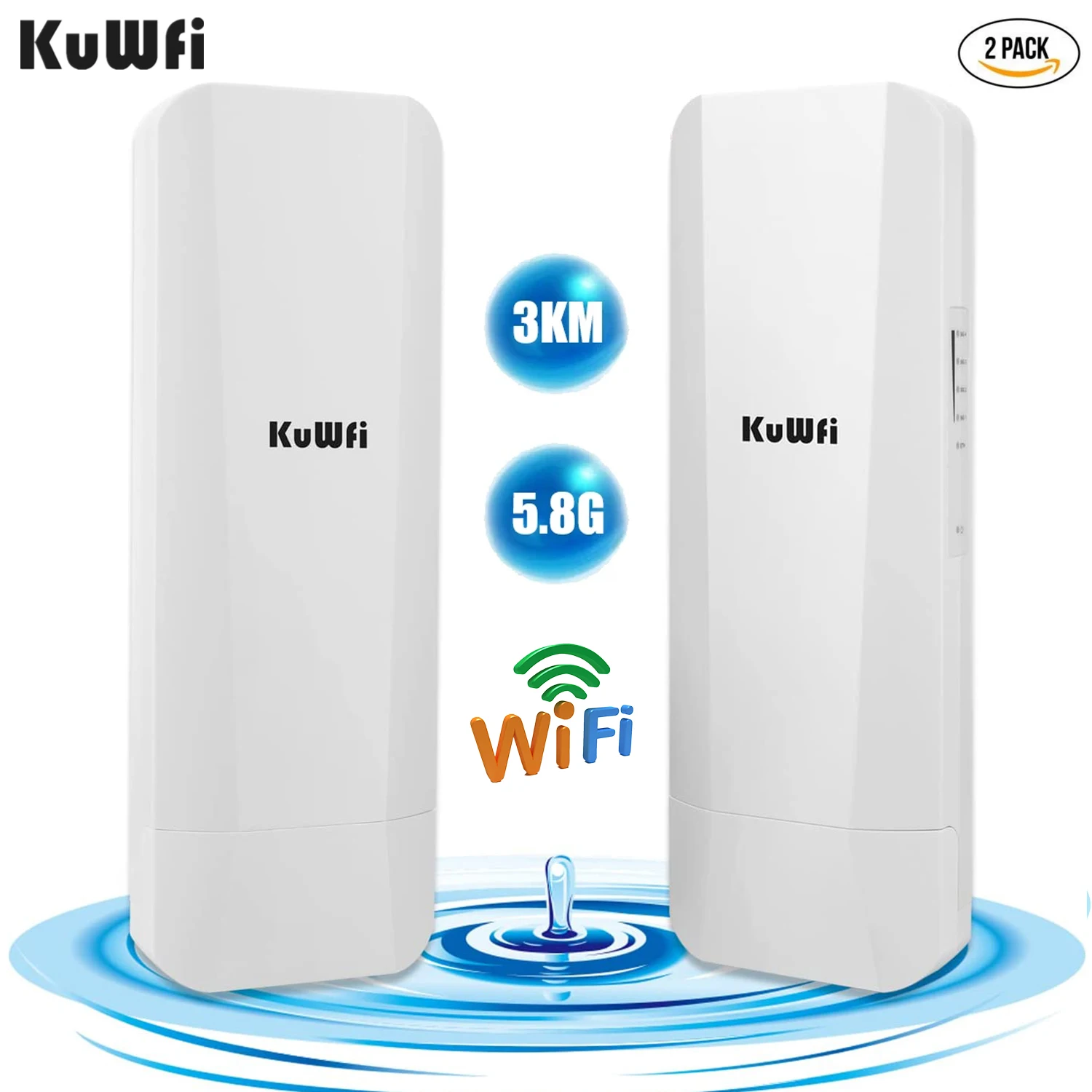 KuWFi Outdoor 5.8G Wifi Router Gigabit Wireless Bridge 900Mbps Wifi Repeater 3-5KM Long Range WiFi Coverage 14dBi  Antenna