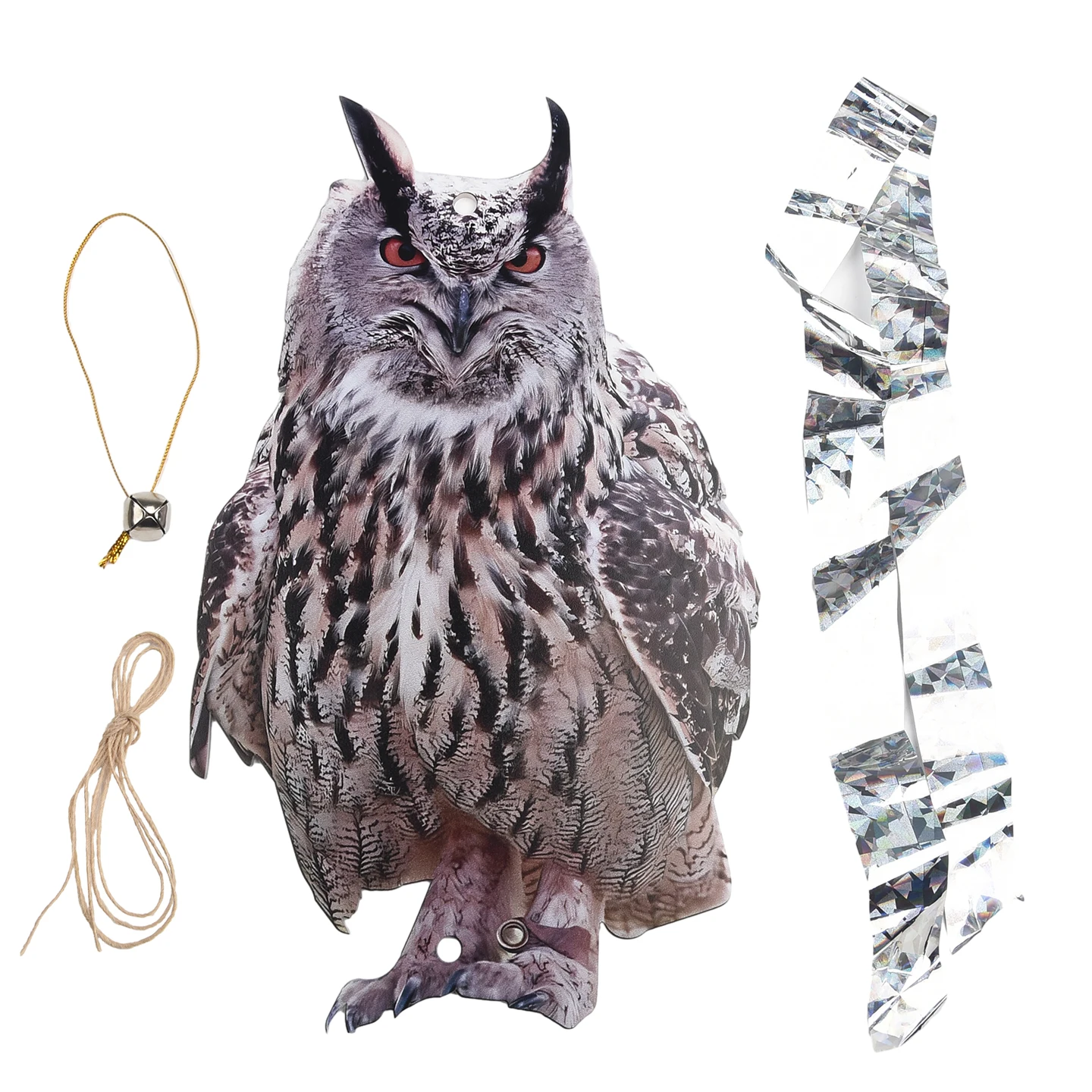 

Fake Horned Owl Bird Scarecrow Decoy Bird Scare Reflective Hangings Decoration Fake Owl Decoy To Scare Birds Away From Gardens