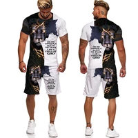 3d lion printed mens tshirts shorts cool animal casual o neck tops mens tracksuits 2pc set man summer and autumm sport suit