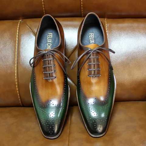 Мужские оксфорды ручной работы из натуральной телячьей кожи; Цвет Зеленый и верблюжий; Классические свадебные Мужские модельные обувь, деловая, официальная туфли; Размеры 8-15