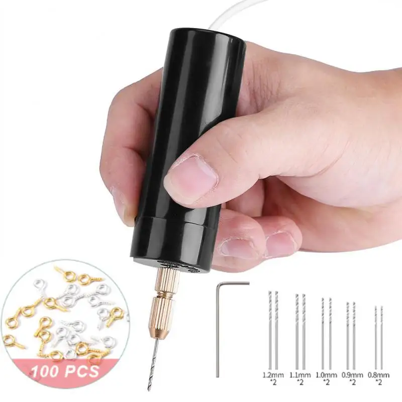 Mini taladro eléctrico portátil de mano, herramienta rotativa USB, pluma grabadora, perforación de joyas con brocas