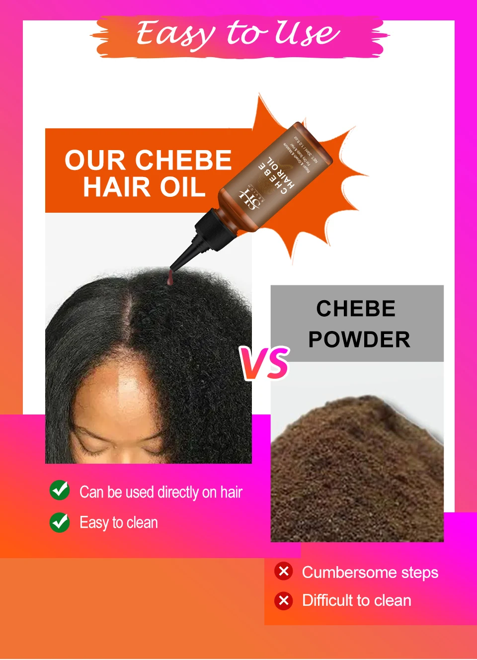Africa Crazy Chebe Hair Growth Set  Fast Growing Hair Edges Beauty Hair Care Prevent Hair Loss Products Sevich images - 6