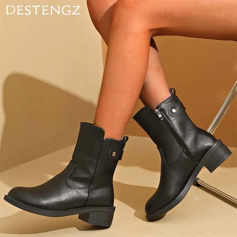 Женские ботильоны на массивном каблуке модная дизайнерская прогулочная обувь