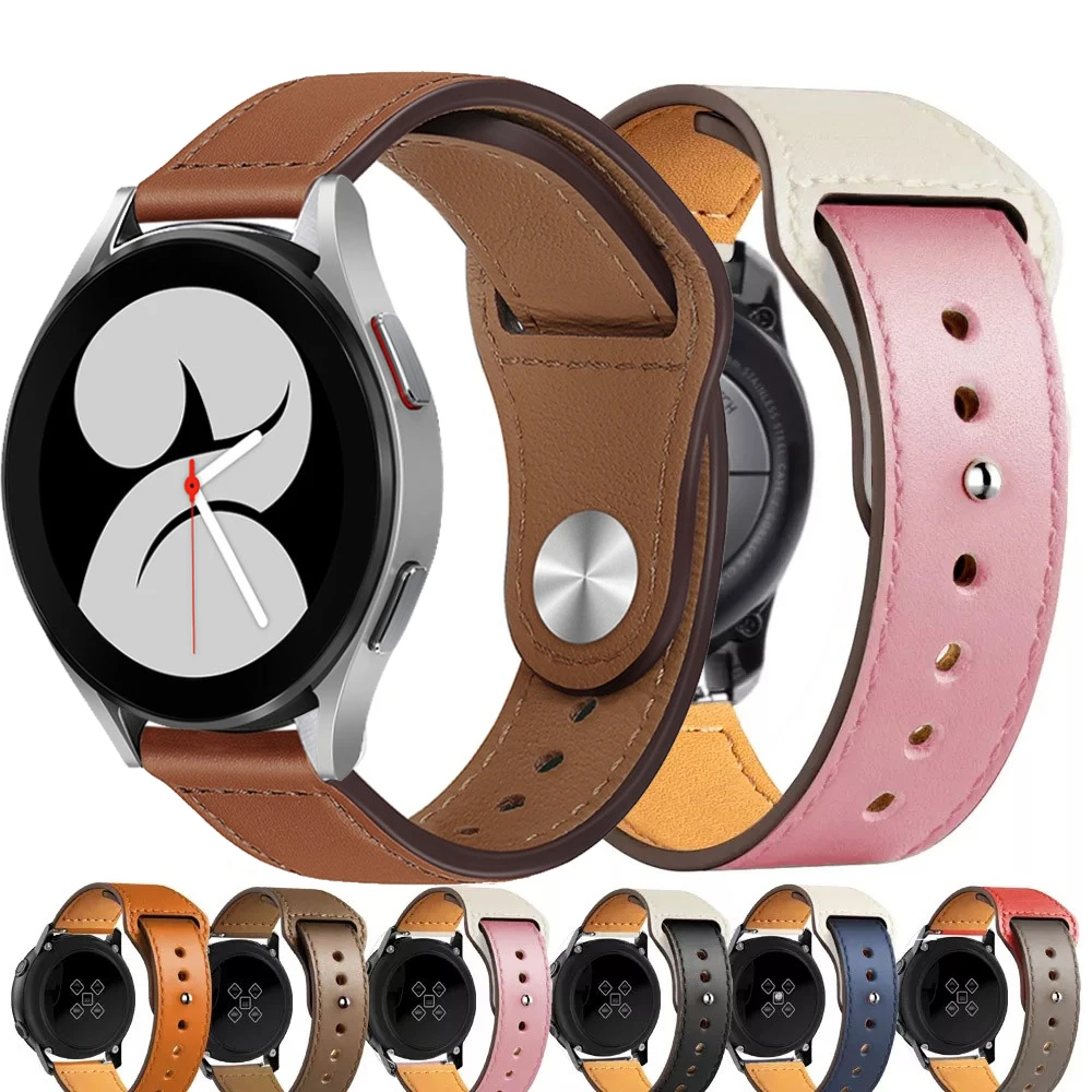 

Кожаный ремешок для Samsung Galaxy watch 4 Classic/Active 2/3/42 мм/46 мм 20 мм 22 мм, браслет для Huawei GT/2/3 Pro Galaxy watch 4, ремешок