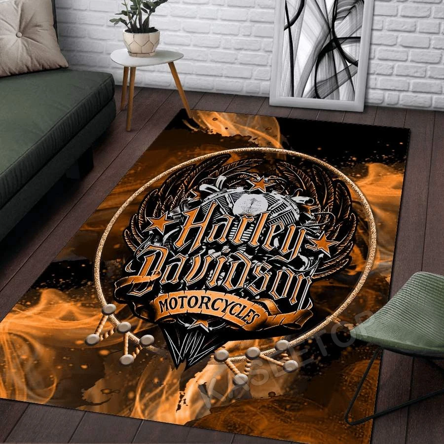Мотоциклетный коврик Harley Davidson нескользящий большой ковер с 3D принтом для комнаты