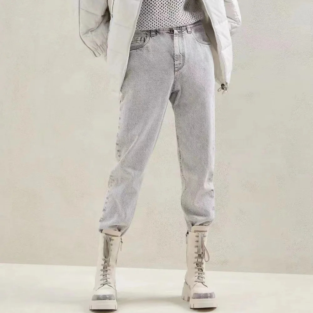 

Fall New Women's Cotton Yarn Distressed Washed Jeans