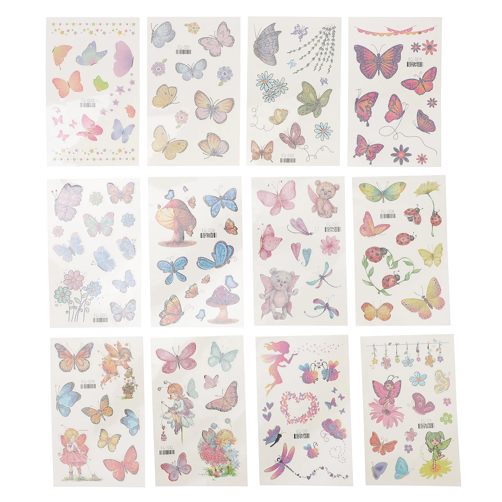 

12 Sheets Body Colorful Tattoos Stickers Temporary for Waterproof
