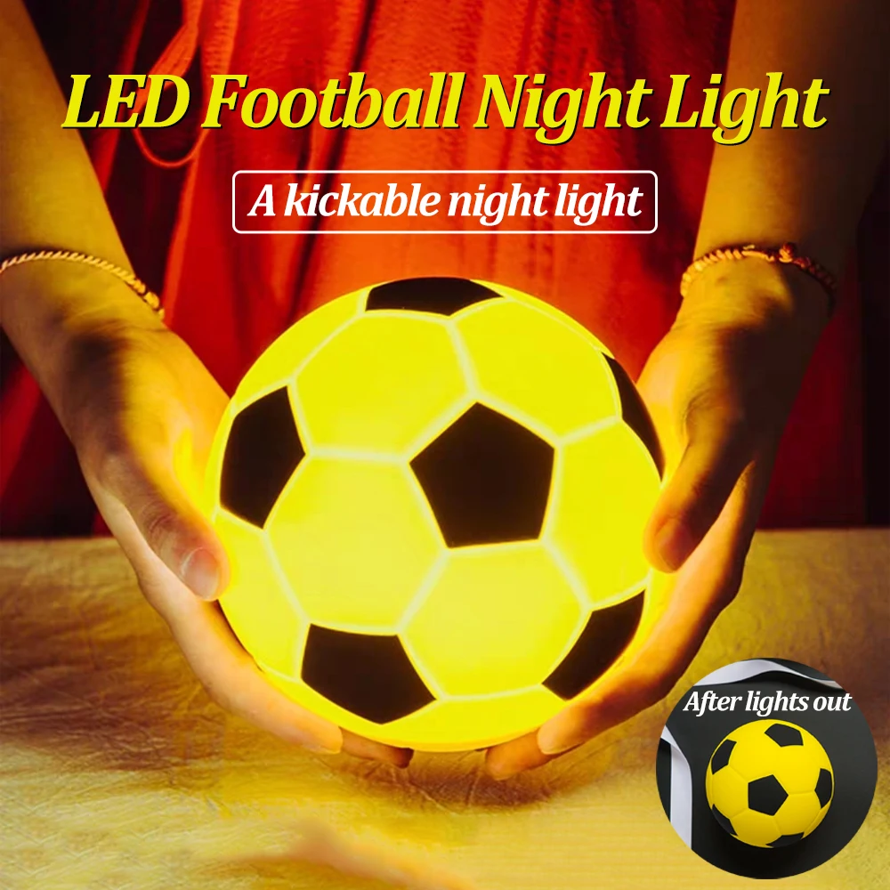 LED Silicone Football Night Light Touch Sensor Dimmable Rechargeable Decoration Waterproof Ball Lamp for Children Baby Toy Gift