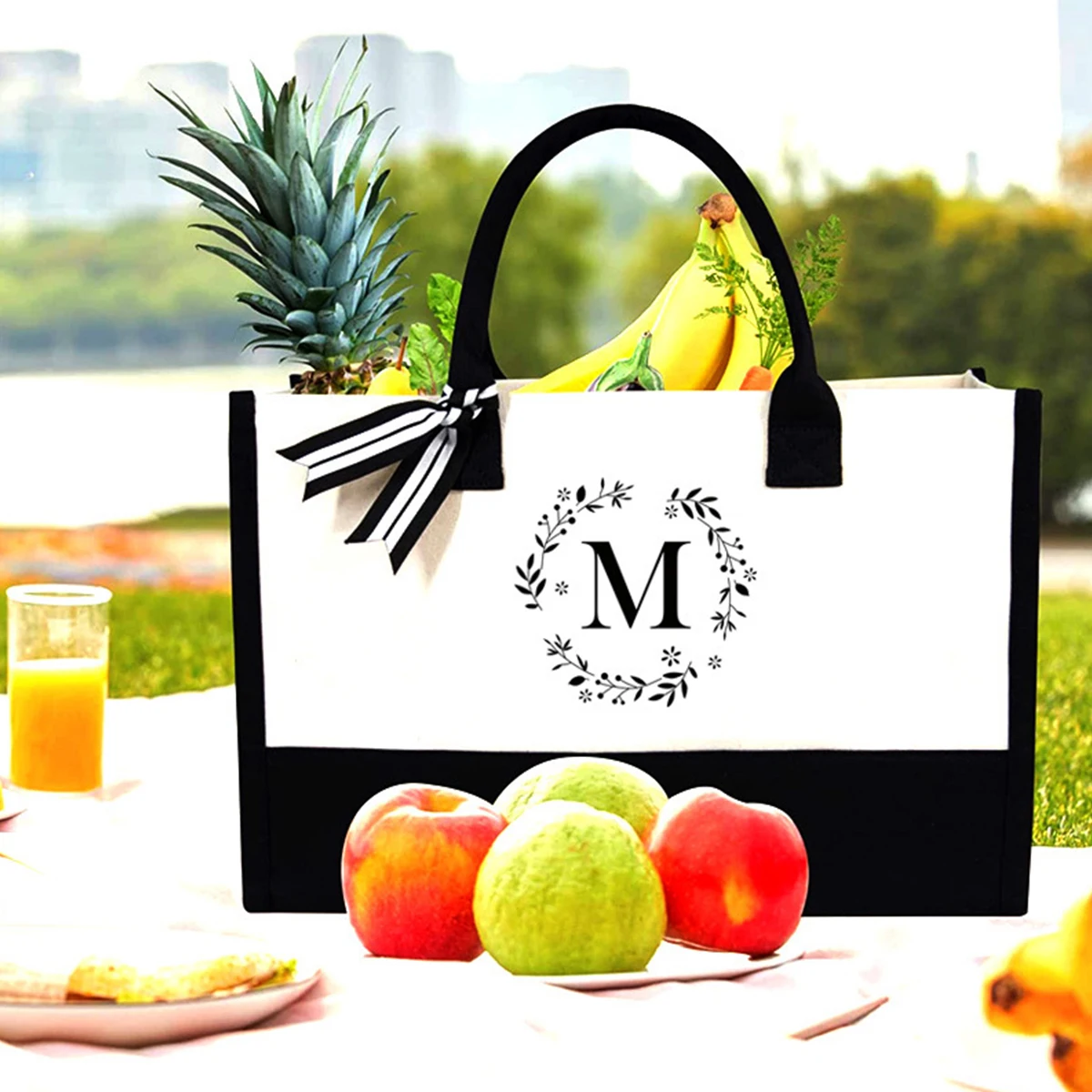 

Оригинальная Холщовая Сумка-тоут для женщин, персонализированная пляжная сумка, оригинальная вышивка, монограммная Сумка-тоут, многоразов...