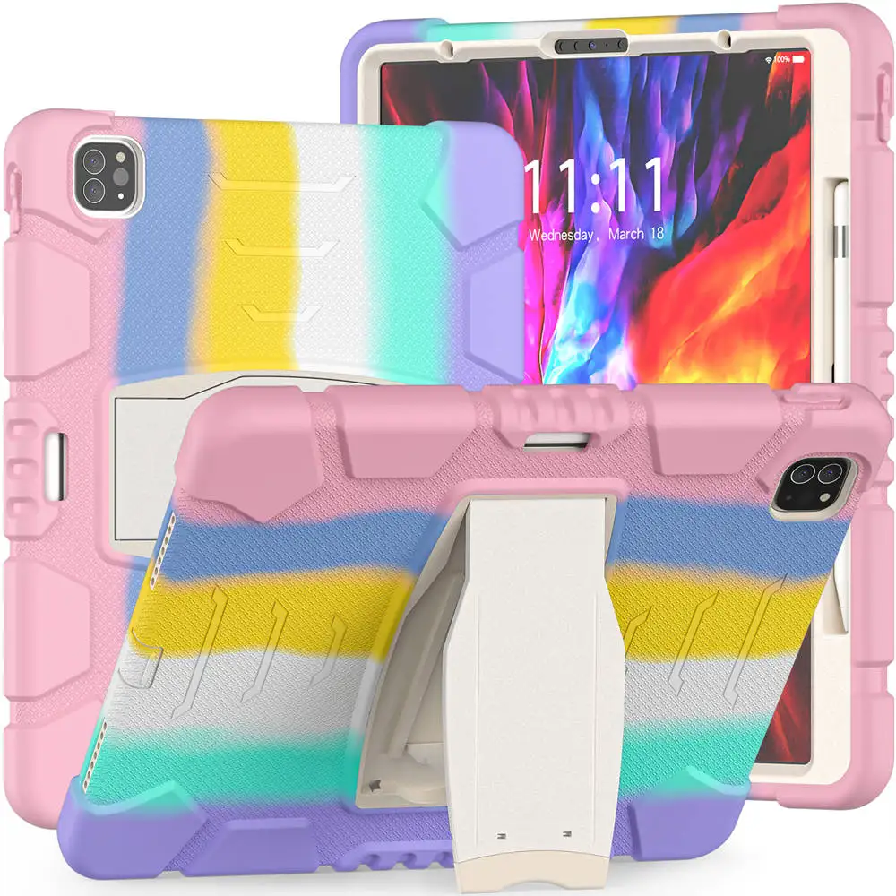 

For iPad Air 4 10.9 A2316 Cover For iPad Air 5 10.9 2022 A2591 Kids Safe Armor Shockproof PC Silicon Hybrid Stand Tablet Case