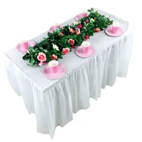 disposable white table skirt plastic pink table decoration for birthday party wedding festival round rectangular tables 420x70cm