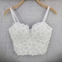 sexy bra tops diamond beading flowers tops push up bralet womens corset bustier bra night club party cropped top vest f2047