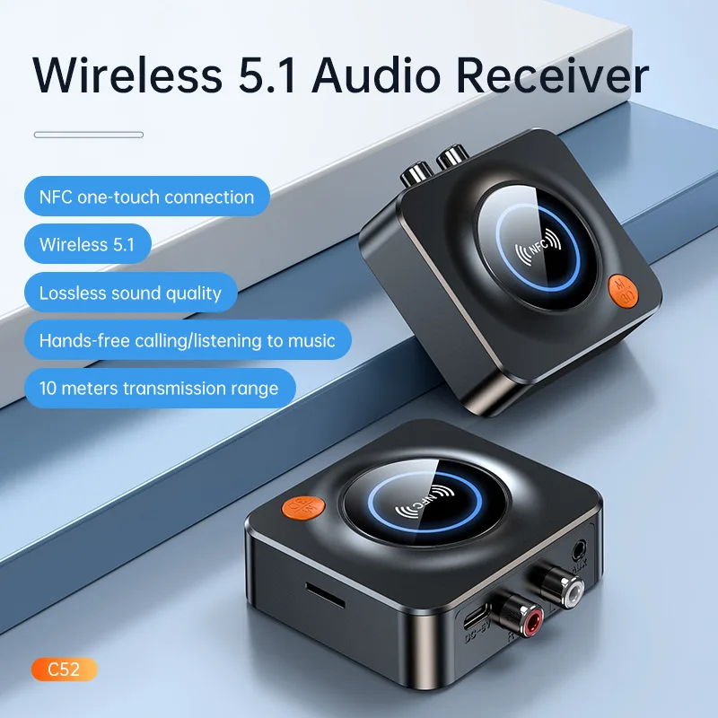 

NFC Bluetooth 5.1 Audio Receiver 3D Stereo Music Wireless Adapter TF Card RCA 3.5mm AUX Jack Handsfree Call For Car TV Speakers