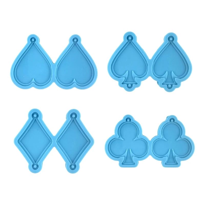 

1/4x Playing Card Pendant Silicone Mold Proker Earring Charm Resin Casting Molds Jewelry Making Epoxy Mold DIY Craft