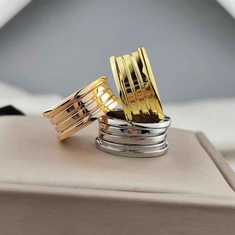 

European and American Luxury Spring Ring 925 Silver Plated Gold for Men and Women Fashion Brand Jewelry Couple Gift