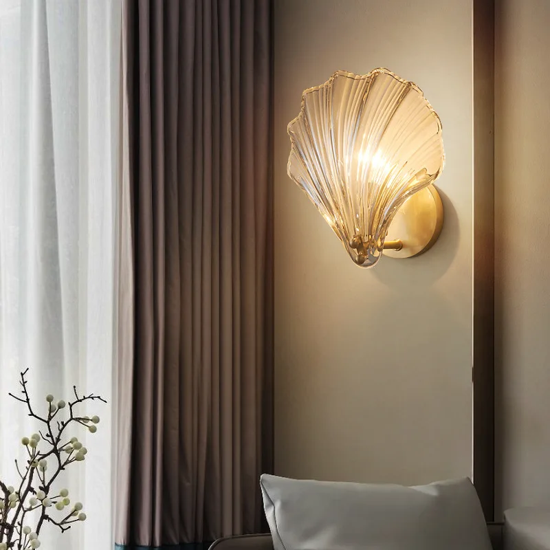 

Modern Copper Wall Lamp LED Light Luxury Crystal Wall Light Living room Background Bedroom Bedside Nordic Sconce