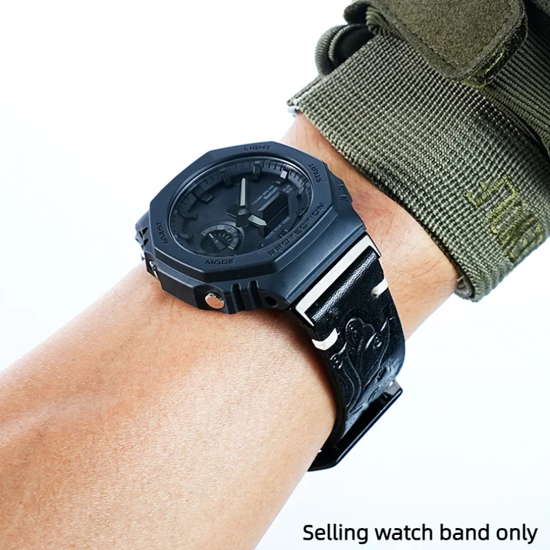 Фото Винтажный ремешок из натуральной кожи для Casio G-SHOCK GM2100 GA2100 GA-B2100, модифицированный ремешок для часов из воловьей кожи, мужской сменный ремень-браслет №4