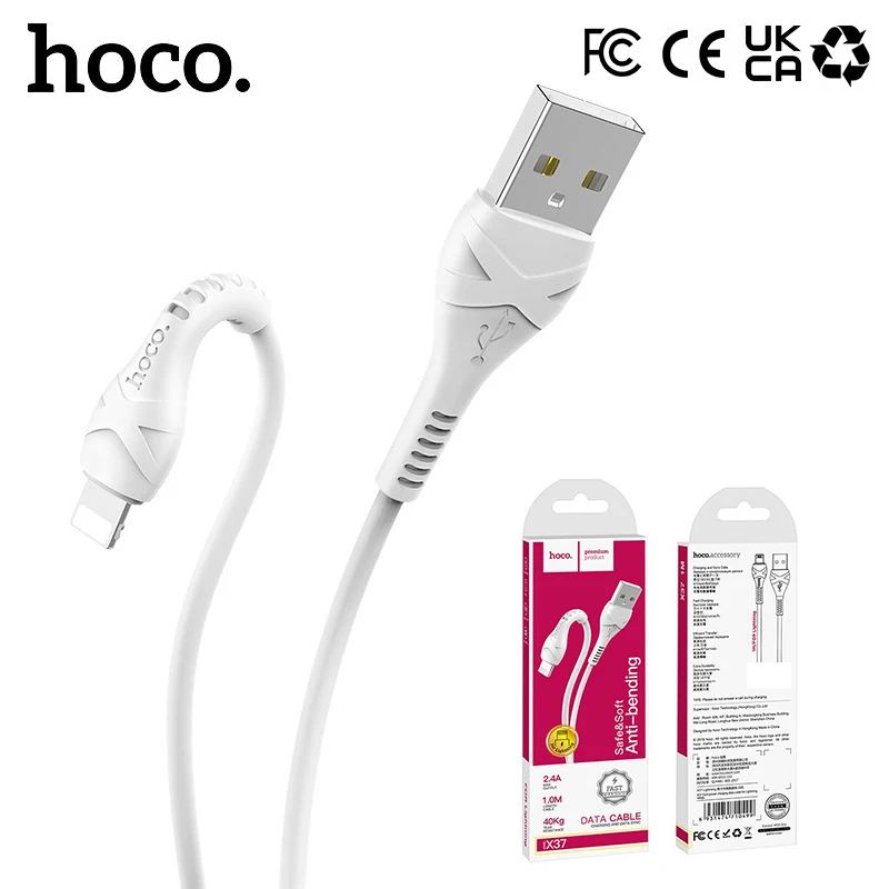 Кабель для передачи данных HOCO iphone android type-c Прочный USB-кабель зарядки и 1 м ПВХ