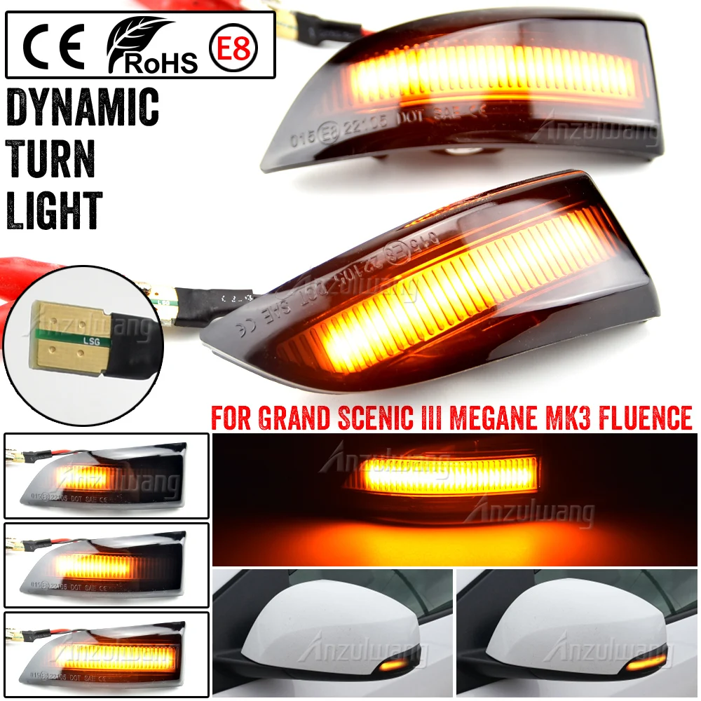

Fit for Renault Megane 3 MK3 III RS 2008-2016 BZ KZ DZ Dynamic Blinker Indicator Mirror Turn Light Signal