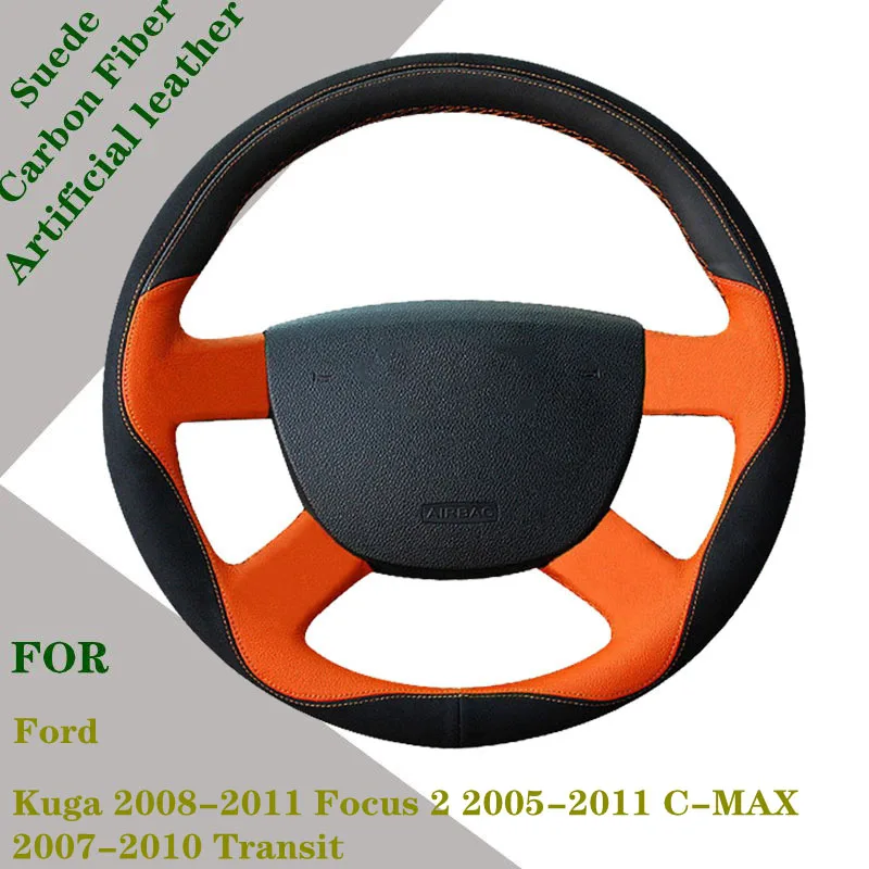 Custom Car Steering Wheel Cover Fit For Ford Kuga 2008-2011 Focus 2 2005-2011 C-MAX 2007-2010 Transit Auto Interior Accessorie |