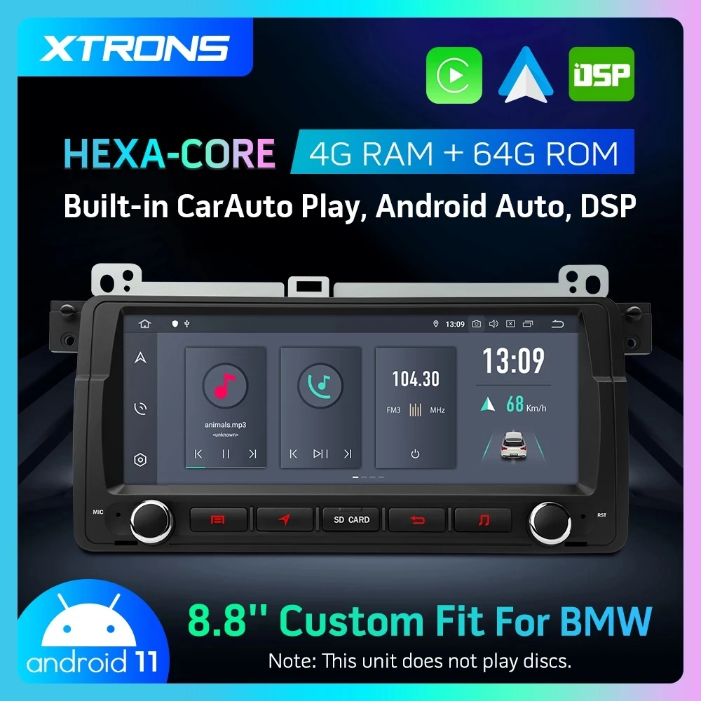 

XTRONS 8,8 ''Android 11 PX6 автомобильный стерео GPS HDMI Bluetooth для BMW E46 седан для Rover 75 1999-2003 2004 для MG ZT без DVD