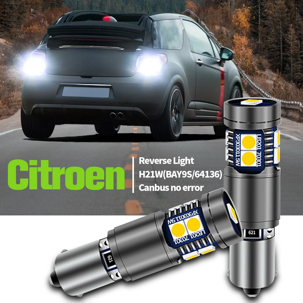 

2pcs LED Reverse Light Blub H21W BAY9S 64136 Canbus Backup Lamp For Citroen DS3 2009-2015 C5 2008 2009 2010 2011 2012 2013 2014